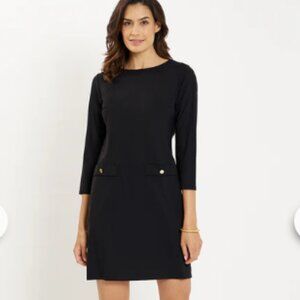 NWT Jude Connally Black Sabine Dress Gold Buttons Lightweight Jude Cloth Size L